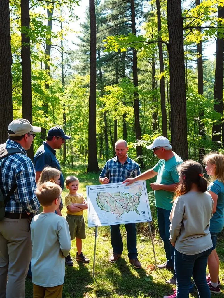 A photo of a wildlife expert leading an educational workshop on responsible hunting practices for local hunters and community members.